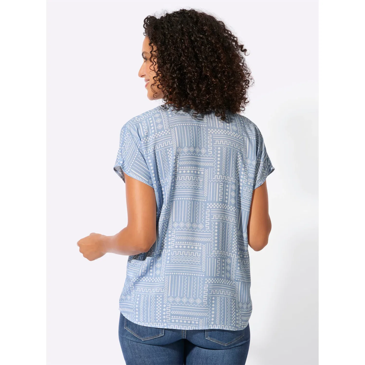 Женская блузка с принтом Casual Looks, Blue/Ecru Patterned — фото 3