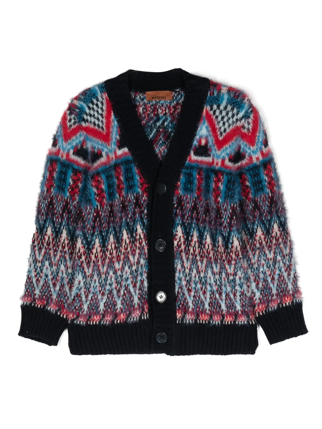 Кардиган с V-образным вырезом из ворсистой пряжи Missoni, синий