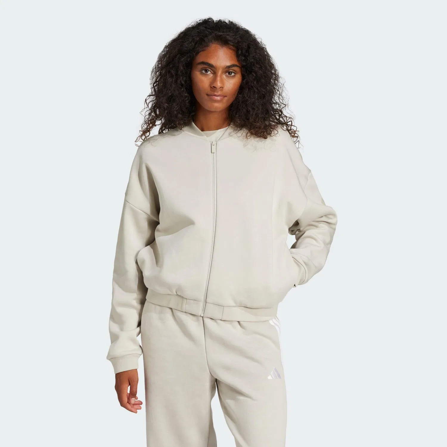 Мужской хлопковый бомбер Adidas Essentials Contemporary Logo, Beige