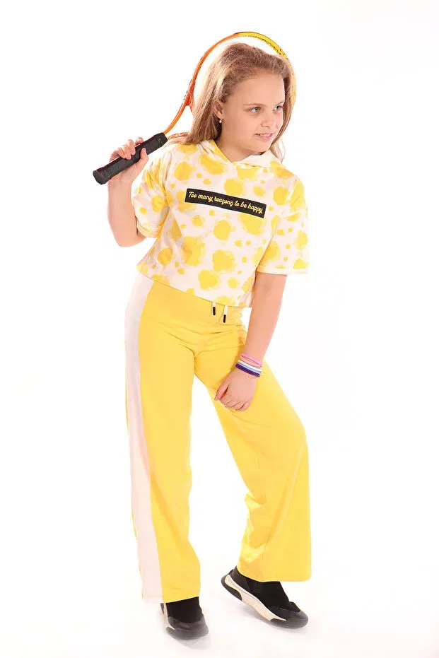 Детский спортивный комплект для девочек с принтом Batik Print Toontoy, Dark Yellow