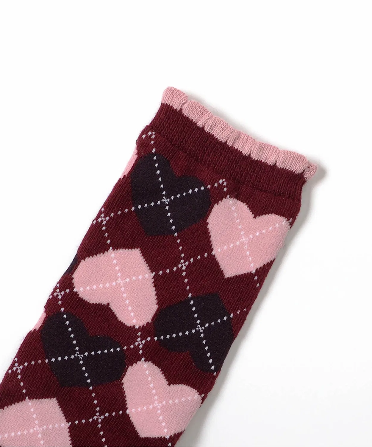 Детские носки с принтом Heart Argyle High Socks apres les cours, Red — фото 2