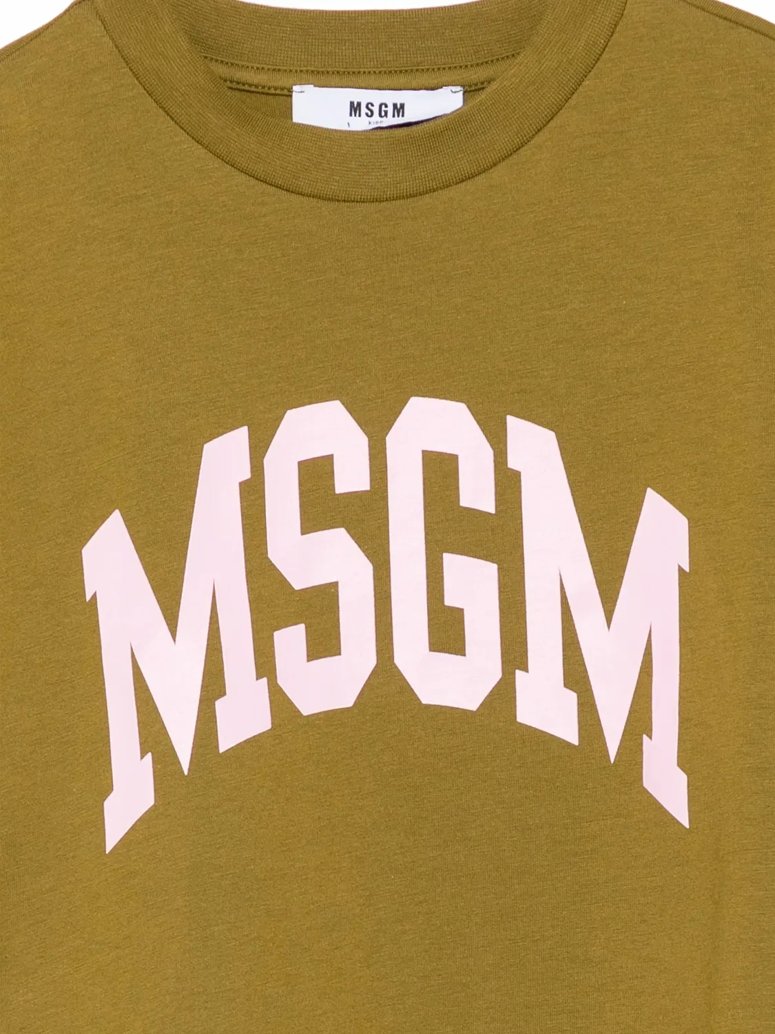Укороченная футболка с логотипом Msgm Kids, зеленый — фото 3