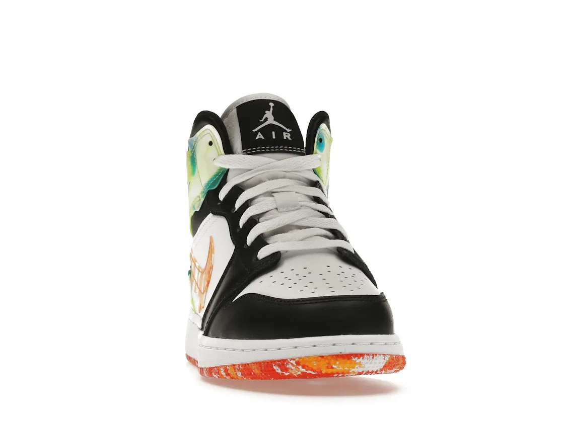 Детские кроссовки для мальчиков с текстурным дизайном Jordan 1 Mid SE Slim Vortex Jordan, Black/Team Orange/Kumquat/White — фото 2