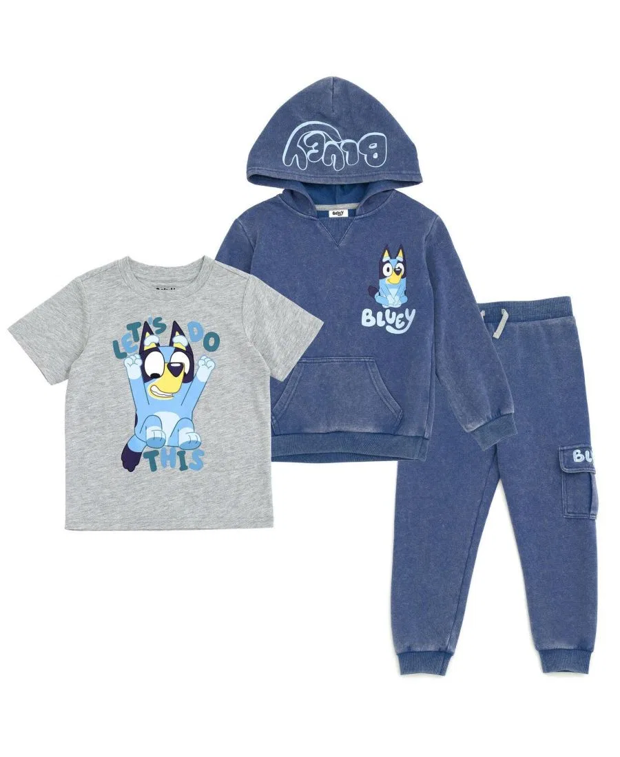 Комплект из худи, футболки и джоггеров Bluey, Indigo Grey