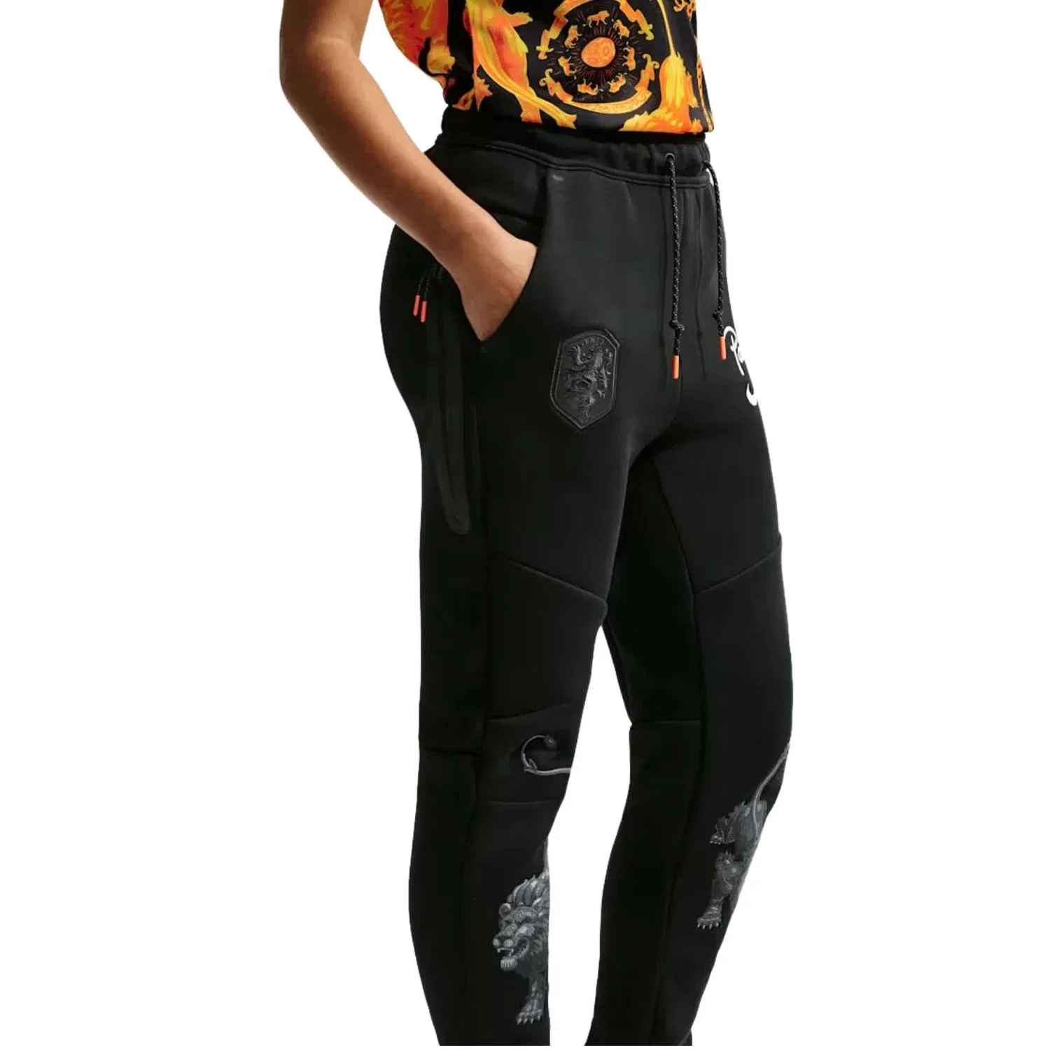 Мужские спортивные брюки из футера с принтом Nike x Netherlands x Patta Cryoshot Tech Fleece Joggers Black, черный — фото 3