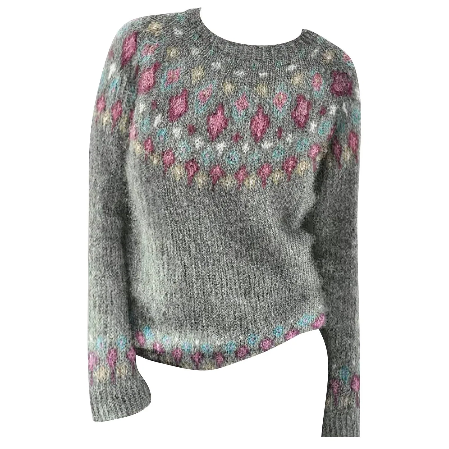 Женский свитер с принтом Fair Isle HUIFUAO, A01 Grey — фото 3
