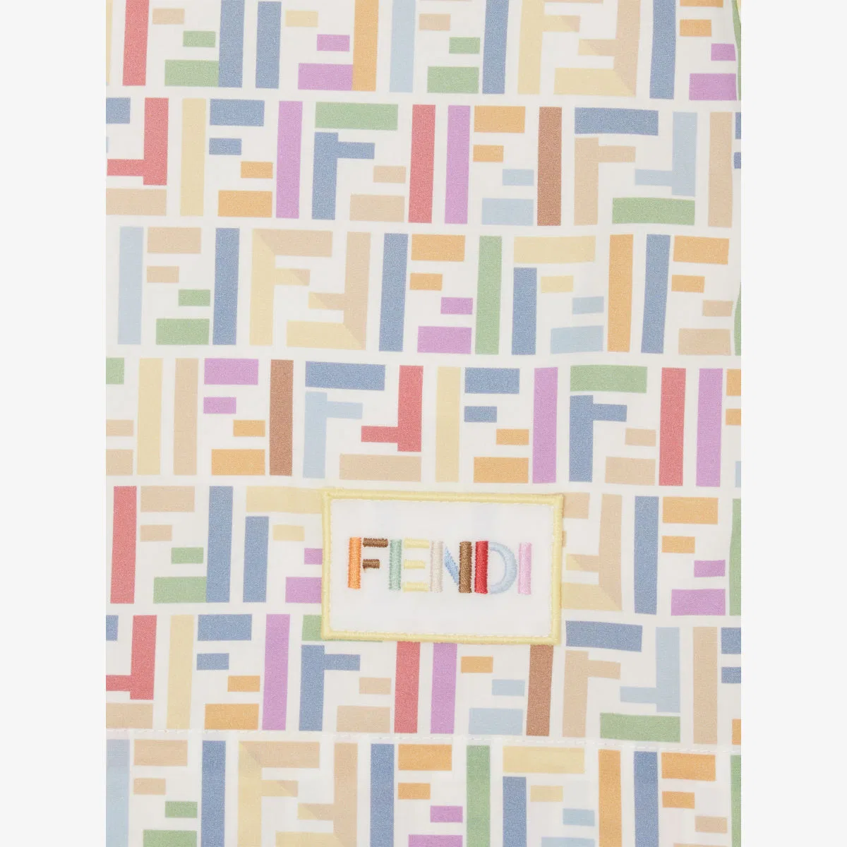 Хлопковое платье с монограммой и пышными рукавами, размер 8-10 лет Fendi, мультиколор — фото 2