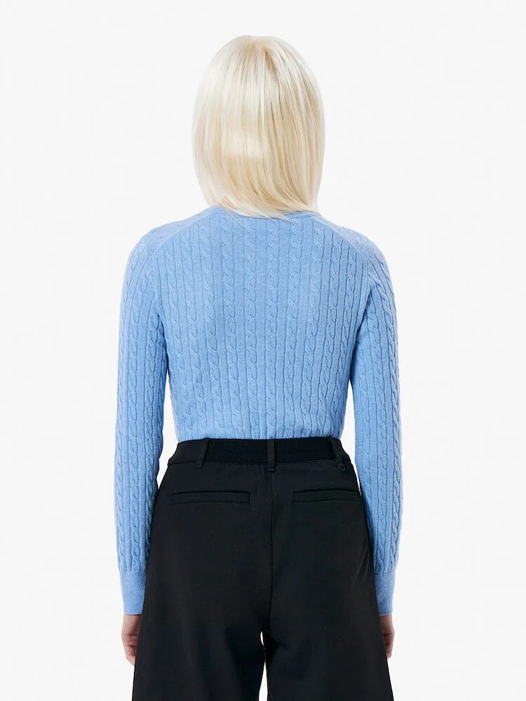 Кардиган женский LACOSTE Sky Blue, трикотажный, с узором коса — фото 4