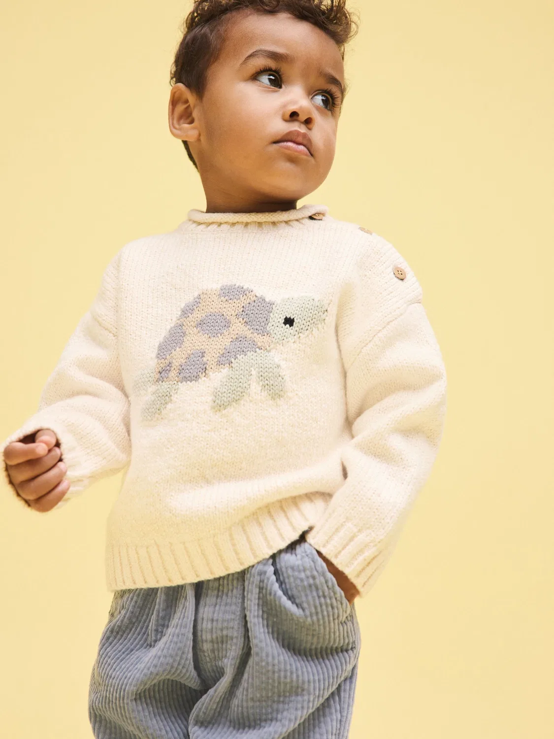 Джемпер с вышивкой черепашки, Knitted Crew Neck Jumper Next, кремовый