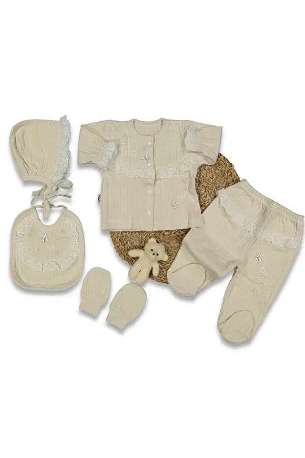 Детский комплект боди для новорожденных девочек с вышивкой Dragonfly Embroidered Scalloped Cherub Baby, Ecru — фото 2