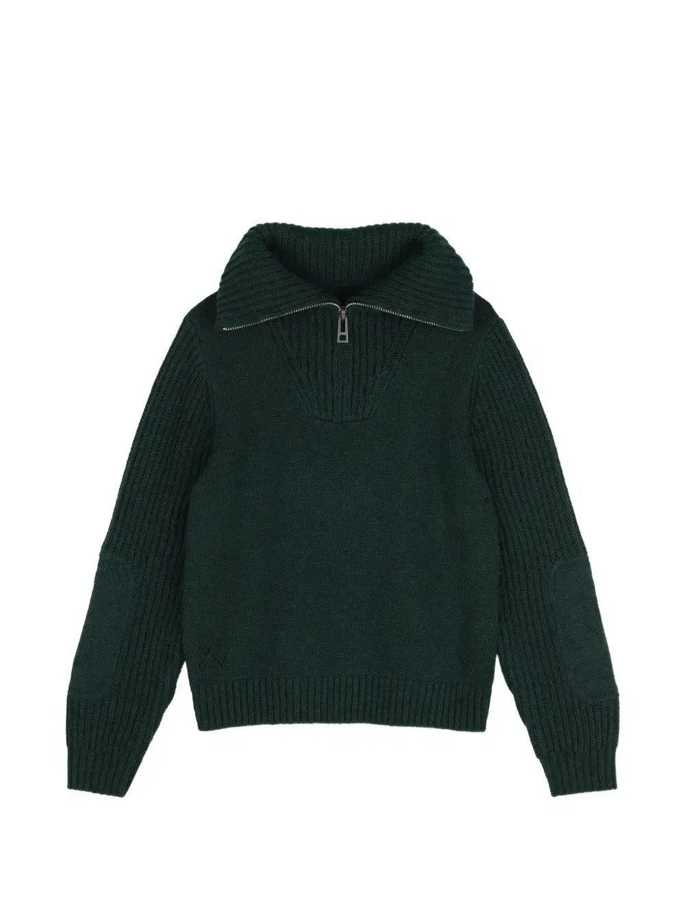Свитер вязки интарсия с воротником на молнии Zadig & Voltaire Kids, зеленый