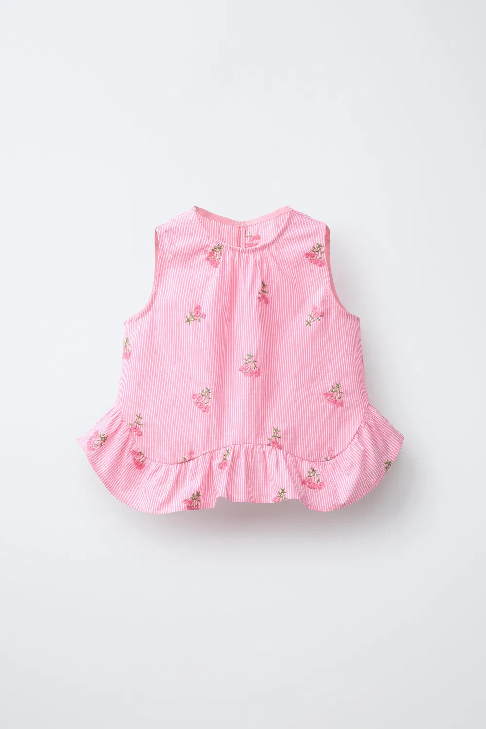 Полосатый топ с цветочной вышивкой ZARA, Pink