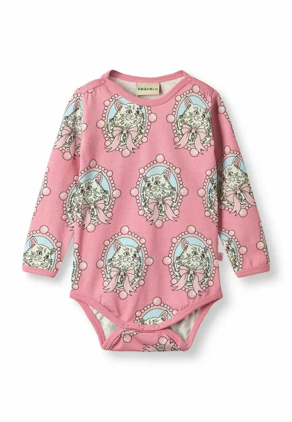Боди с длинным рукавом и кошками Småfolk Elstar, розовый