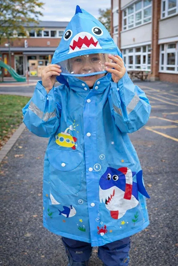 Детское пальто для мальчиков с принтом Shark Patterned Katia&Bony, Blue
