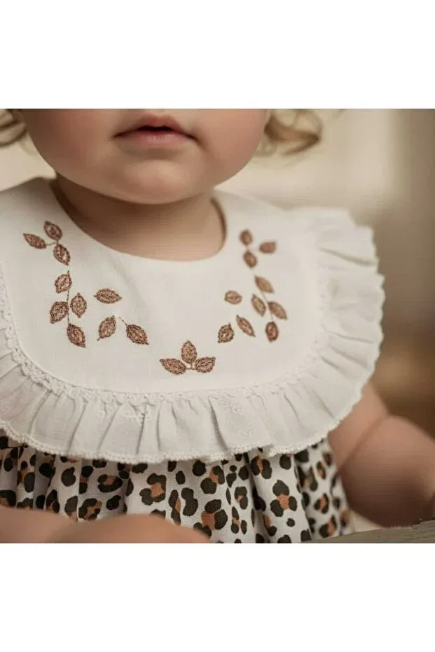 Детское платье для девочек с принтом Ahsen Alya Bebe Moda, Ecru — фото 3
