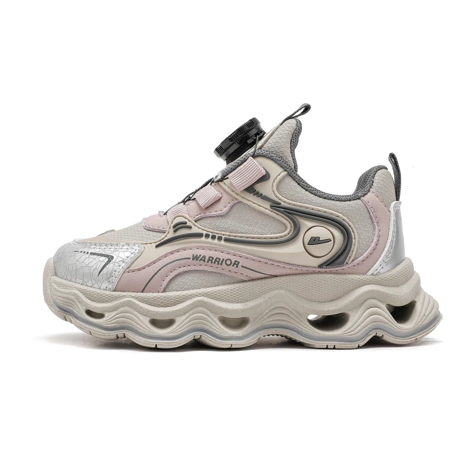 Детские повседневные кроссовки из экокожи, Kids' Casual Shoes, WARRIOR, Apricot Gray/Blue — фото 4