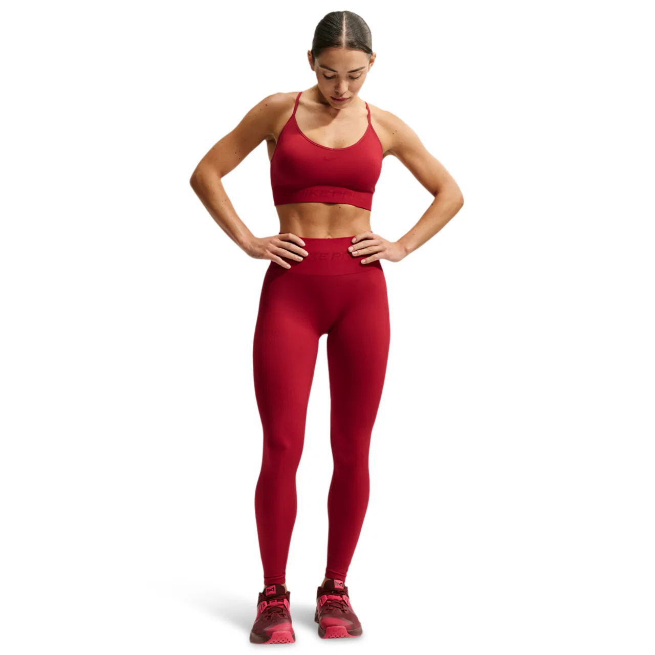 Женский спортивный бесшовный бюстгальтер Pro Dri-FIT Seamless LS Bra Nike, Tough Red — фото 4