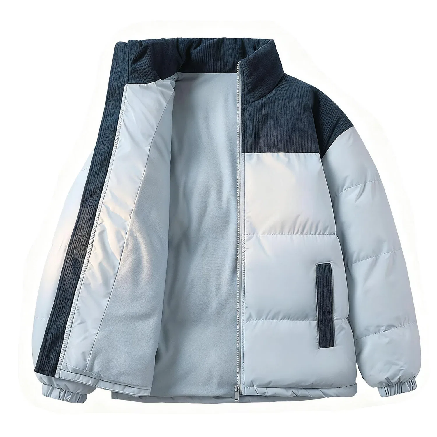Женское стеганое пальто с длинным рукавом, модель parka, Azzurro