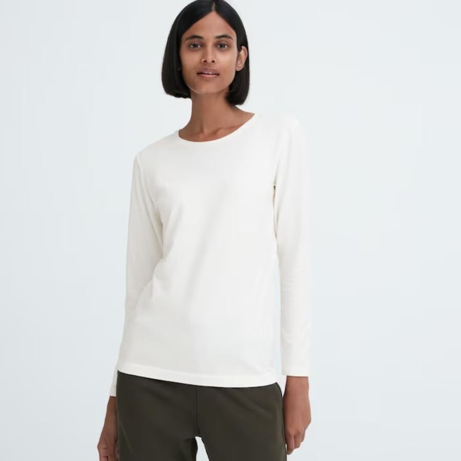 

Лонгслив Uniqlo Heattech Extra Warm Cotton, молочно-белый