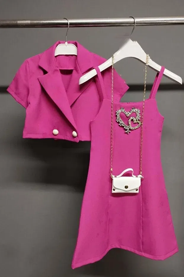 Детское платье для девочек с вышивкой сердцем Riccotarz, Fuchsia