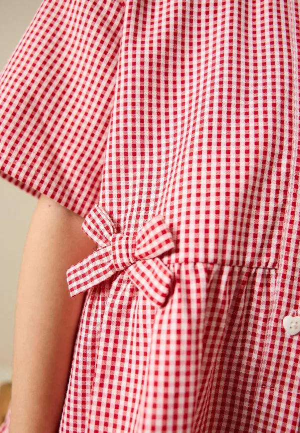 Платье рубашка клетчатая Shirt dress Next, red, красный — фото 4
