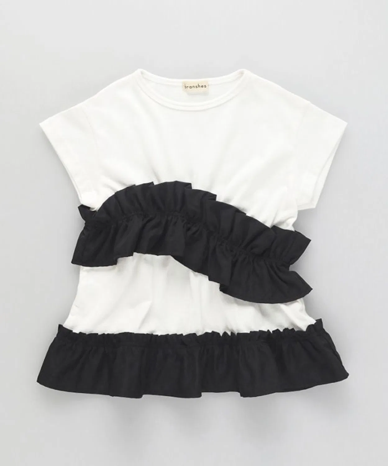 Детская футболка с фриллами, модель Shirring Frill, branshes, Off White — фото 2
