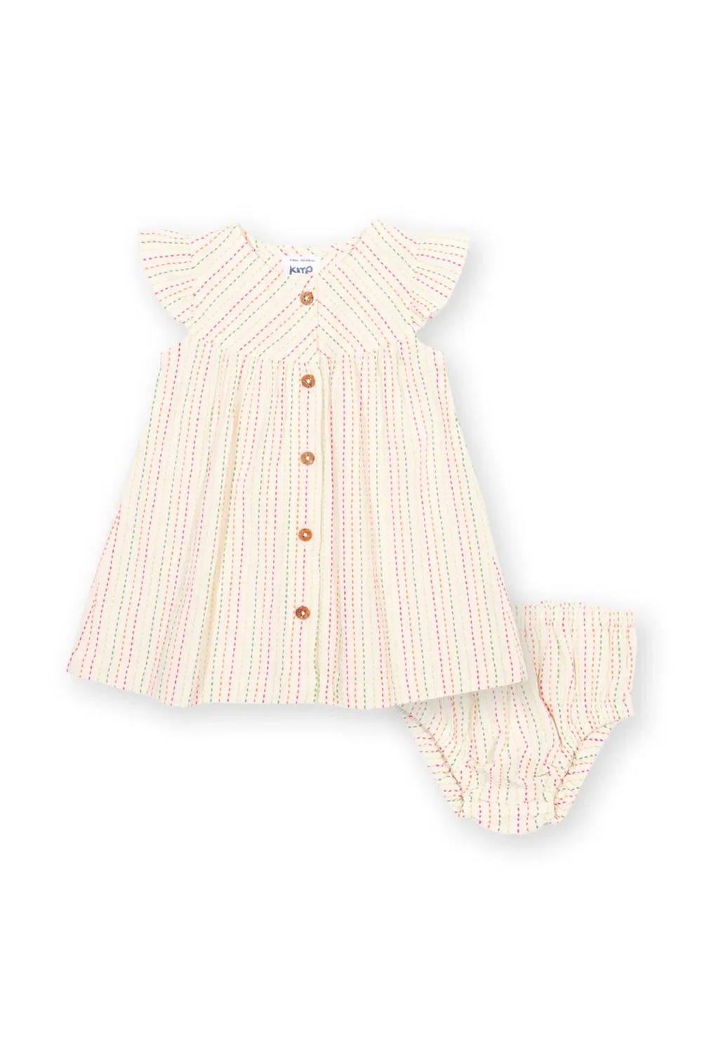 Детский комплект из платья и штанов с полоской Kite, Cream