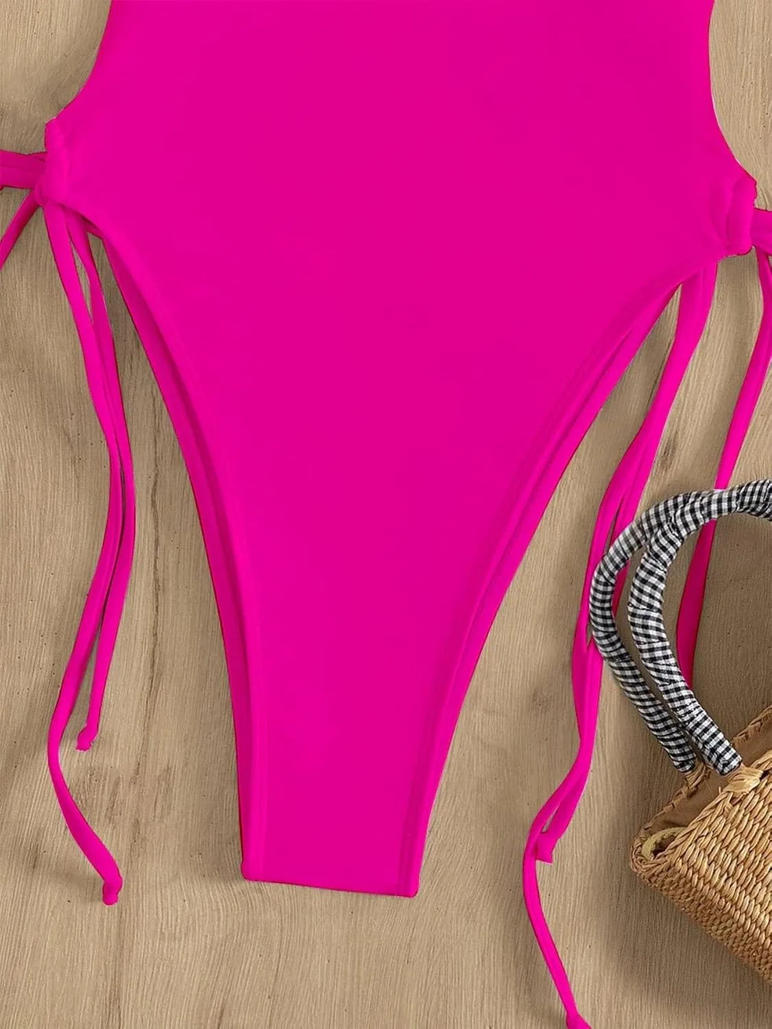 Женский слитный купальник монокини с открытой спиной Hot Pink — фото 4