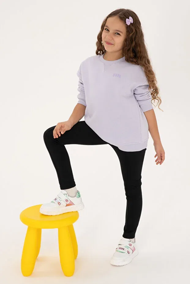 Детские свитшот для девочек с начесом U.S. Polo Assn., Lilac — фото 4
