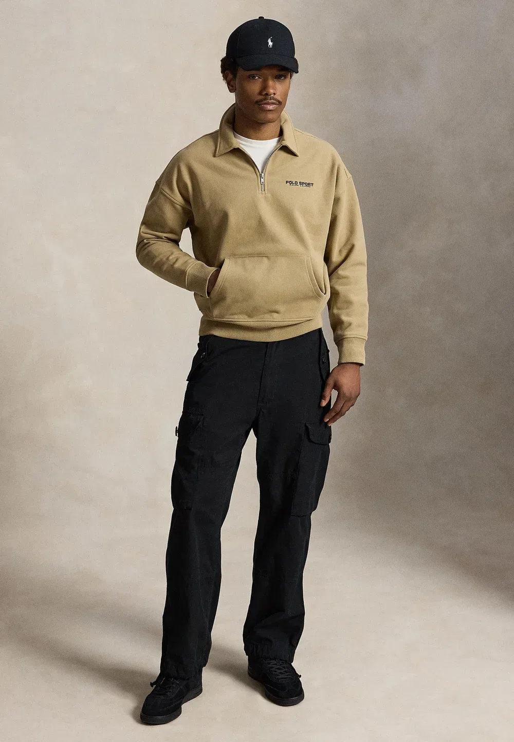 Свободная спортивная толстовка-поло унисекс - толстовка Polo Ralph Lauren, Rl Khaki — фото 2