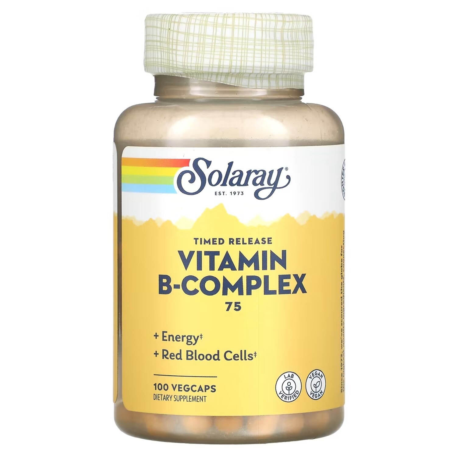 

Solaray B-Complex 75 комплекс с витаминами группы B медленного высвобождения, 100 вегетарианских капсул