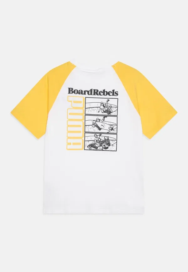 Футболка хлопковая Graphic tee unisex Puma, white, Sunny Yellow, белый/желтый — фото 2