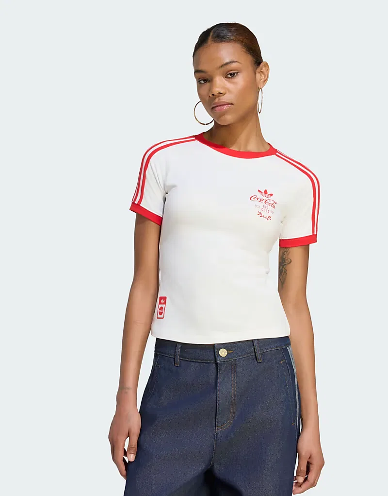 Футболка Adidas Originals с тремя полосками, белый