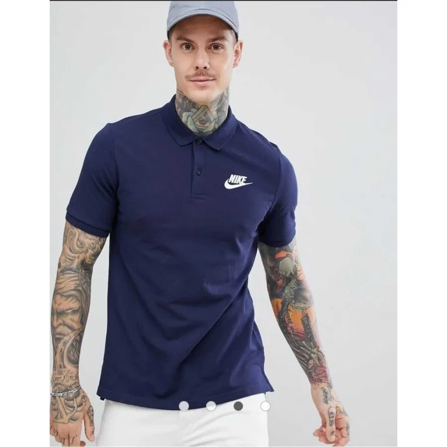 Футболка поло Nike Sportswear Polo Cotton Tee Navy, Темно-синий — фото 3