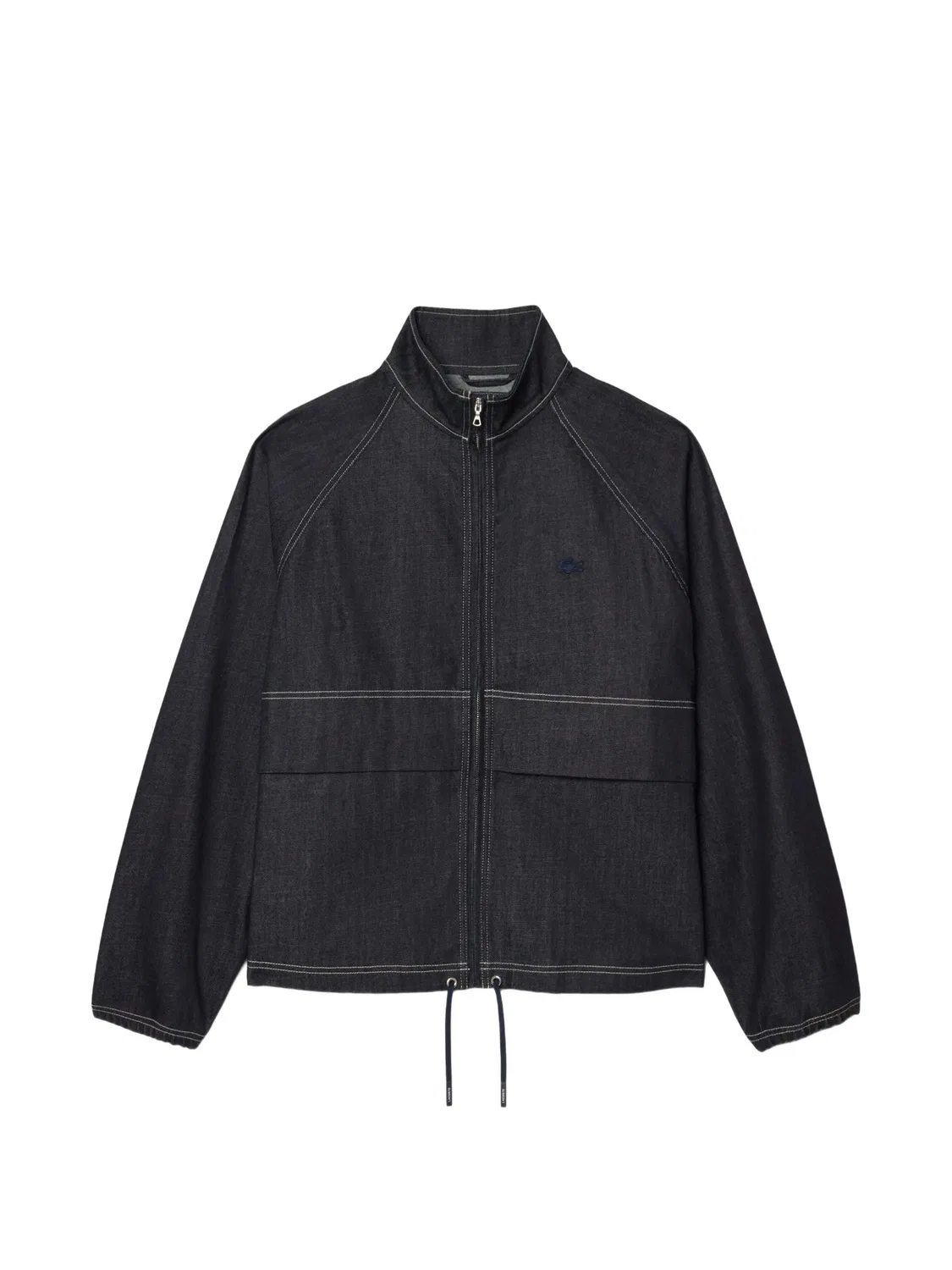 Джинсовая куртка синяя с контрастной строчкой Lacoste, синий