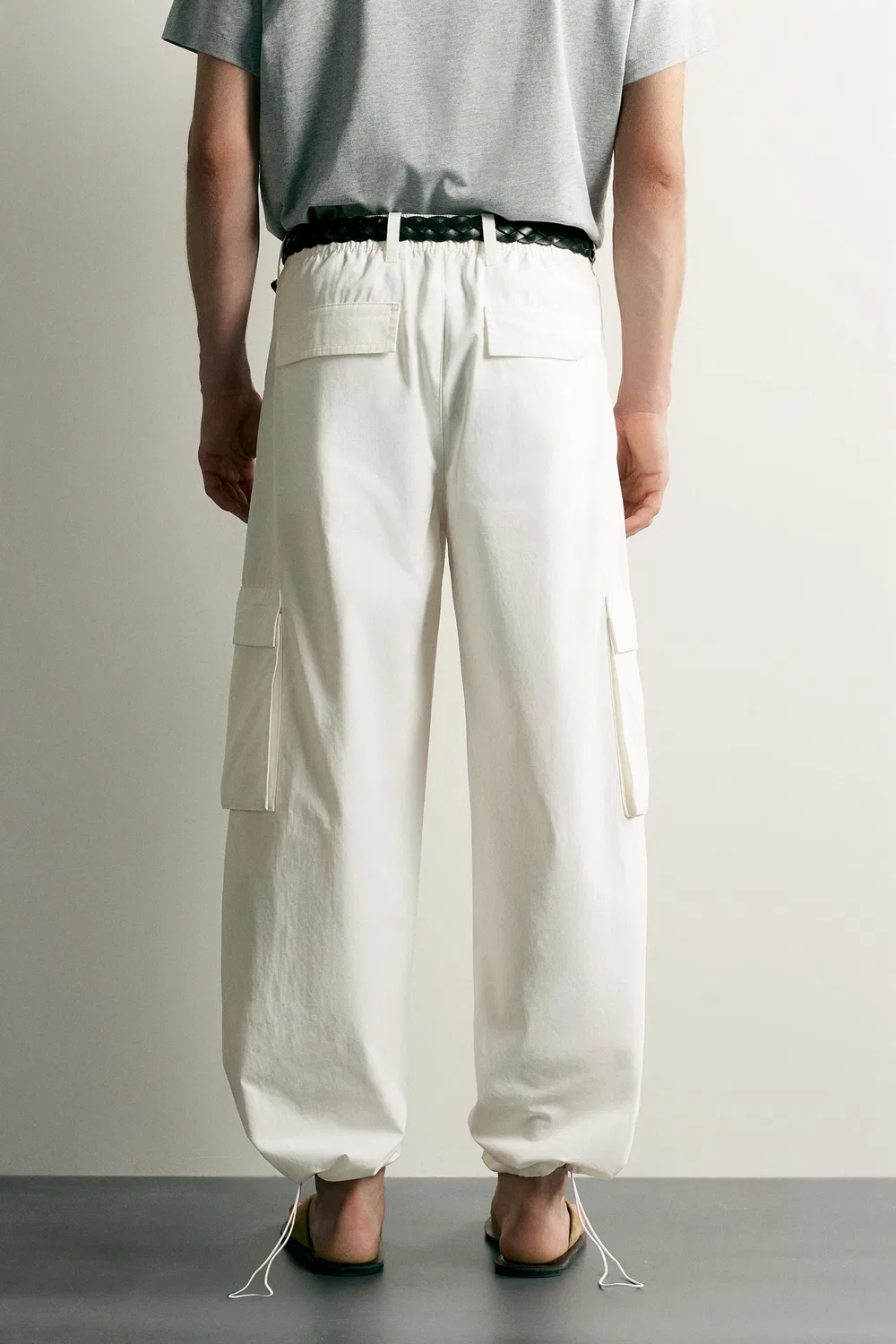 Брюки-карго свободного кроя ZARA, White — фото 3