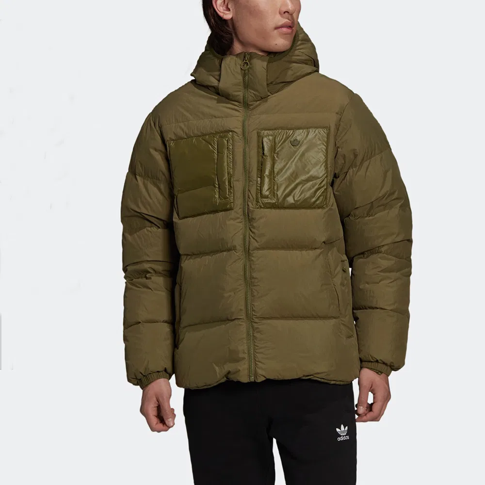 Мужское худи с капюшоном утепленное пуховик Adidas Originals, Olive — фото 2