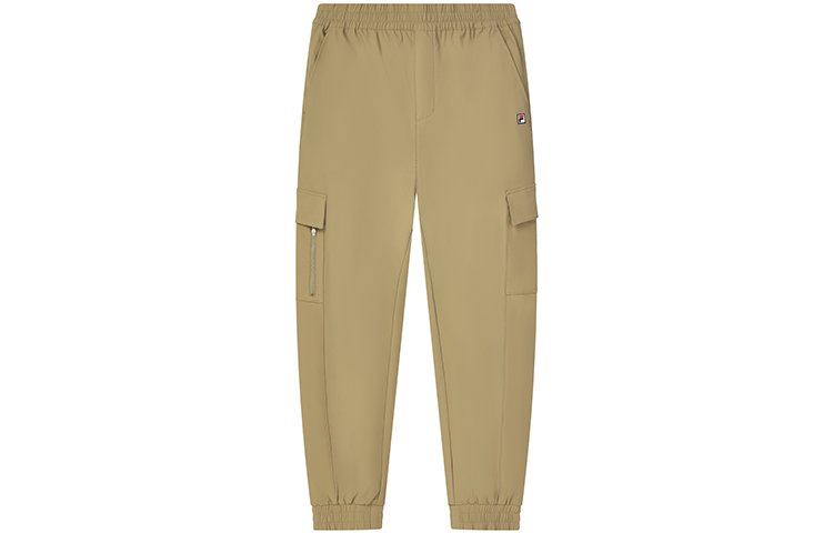 

Fila Мужские повседневные брюки, цвет желтый, земляной, хаки, средней длины, с подворотами