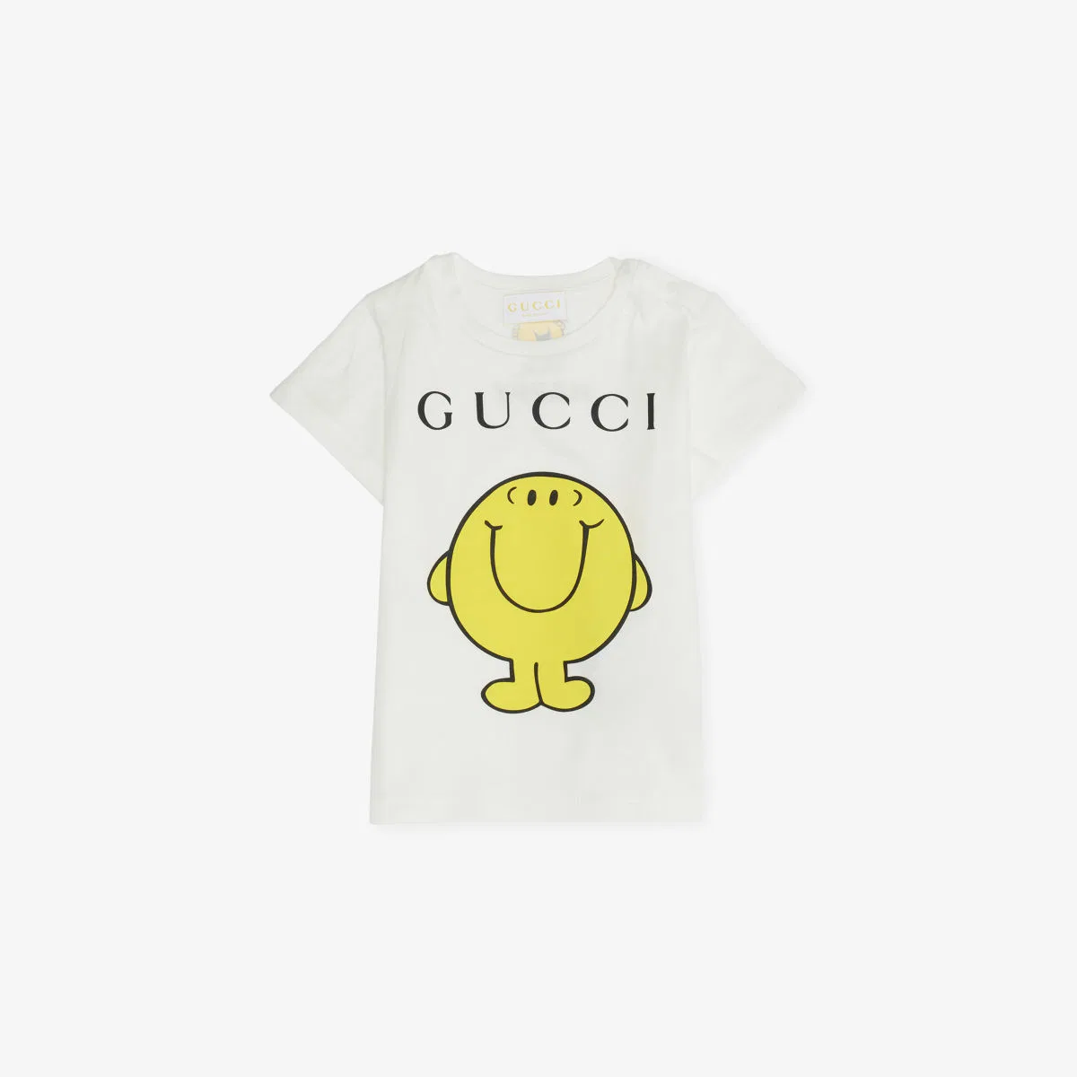 Хлопковая футболка "Мистер Хэппи" для детей от 6 до 36 месяцев Gucci, белый
