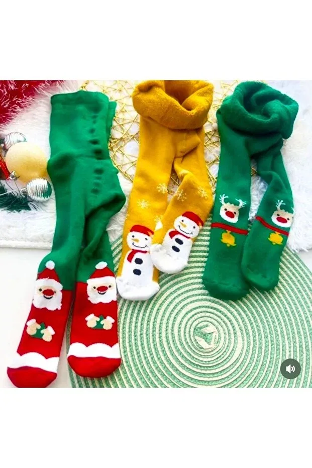 Детские колготки для девочек с рисунком Новый год Batu Giyim, 3 Colors