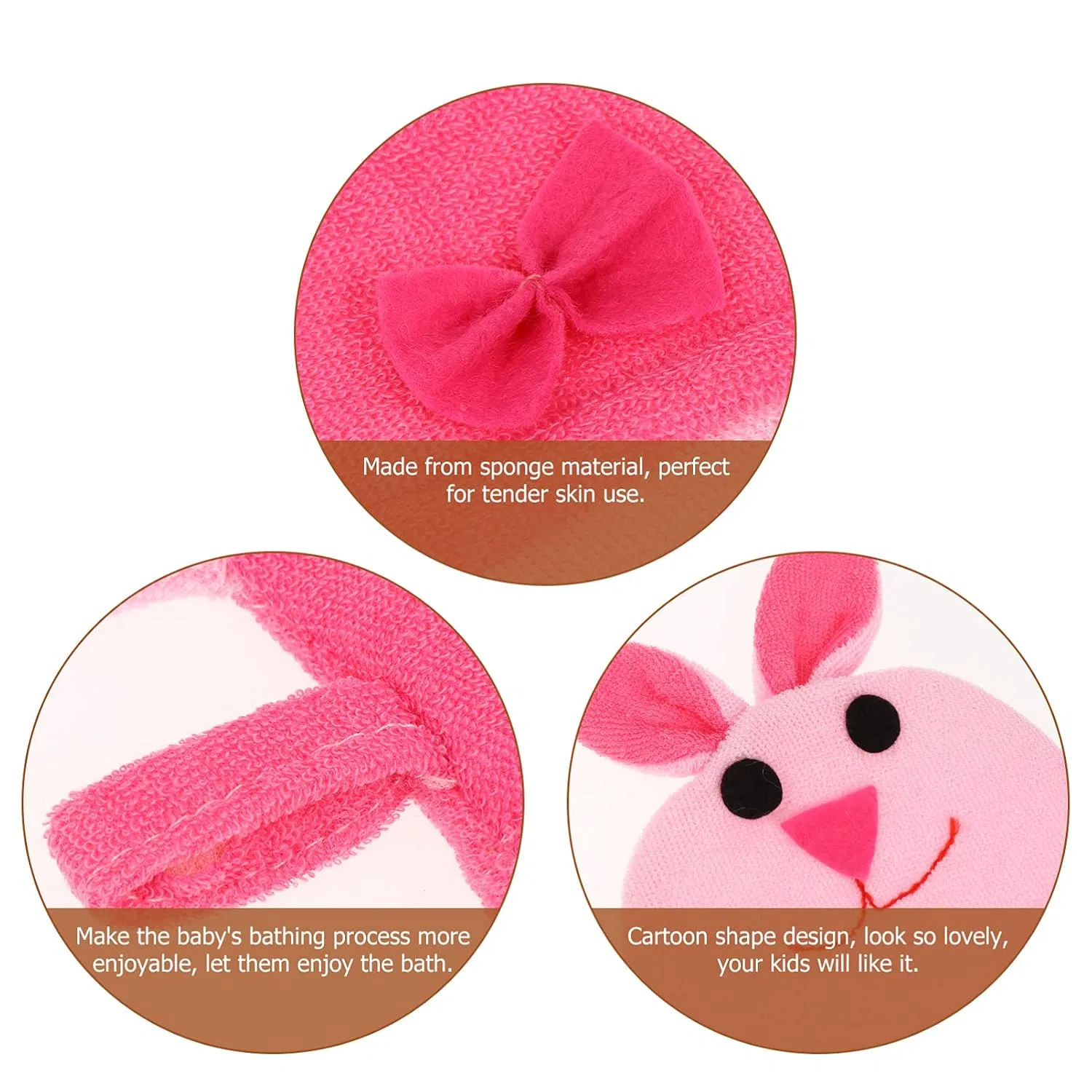 No brand Мочалки-перчатки для детей, 3 шт, Rabbit, 25x19 см, As shown — фото 2