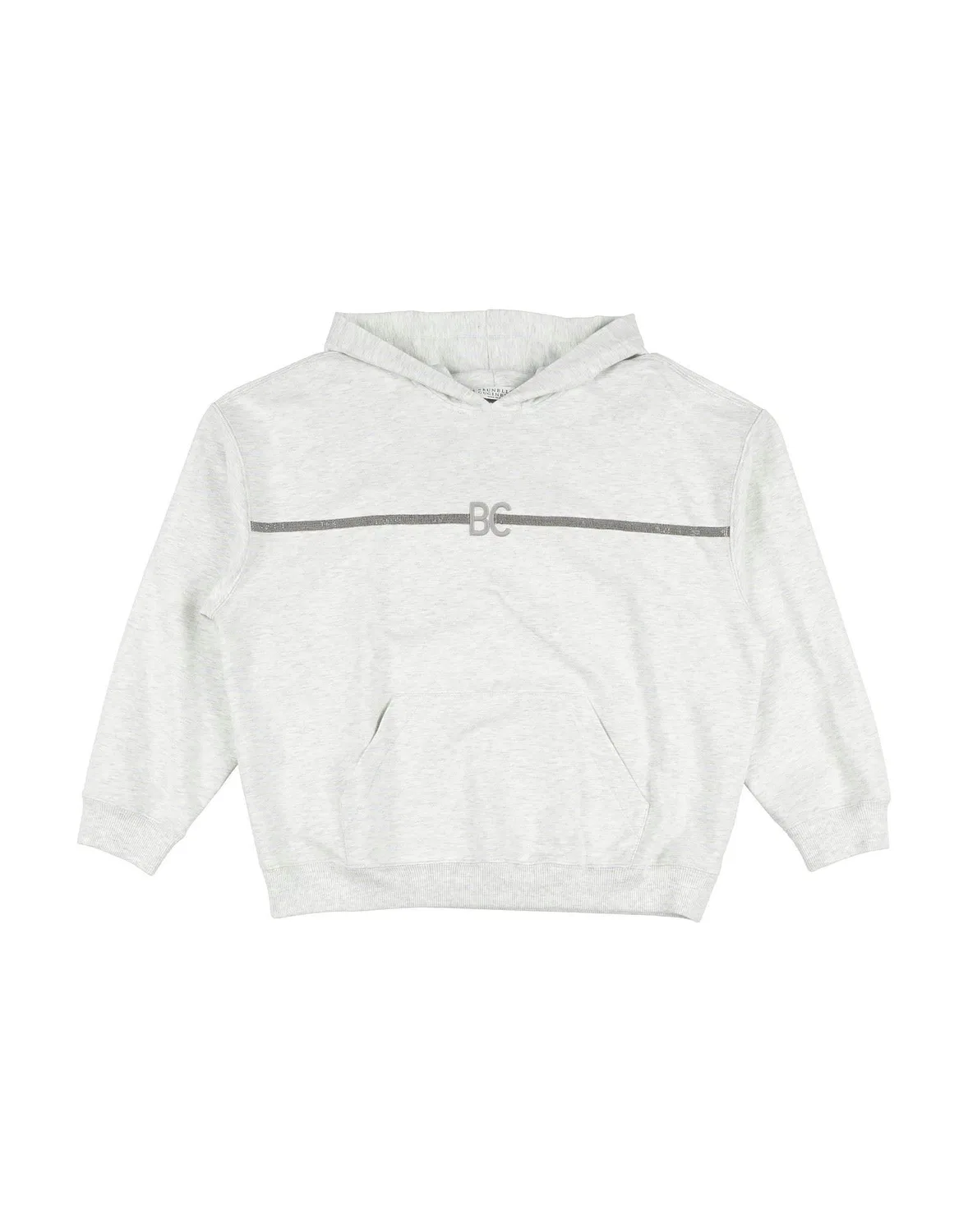 Свитшот с аппликацией Hooded Logo Brunello Cucinelli, светло-серый