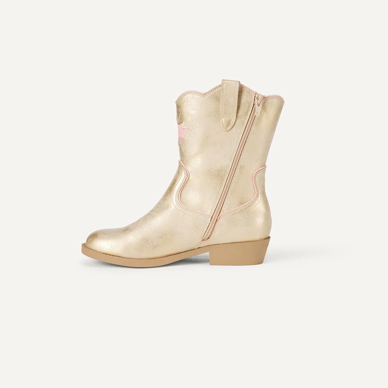 Детские сапоги для девочек с ковбойским дизайном Amazon Essentials, Metallic Gold — фото 4