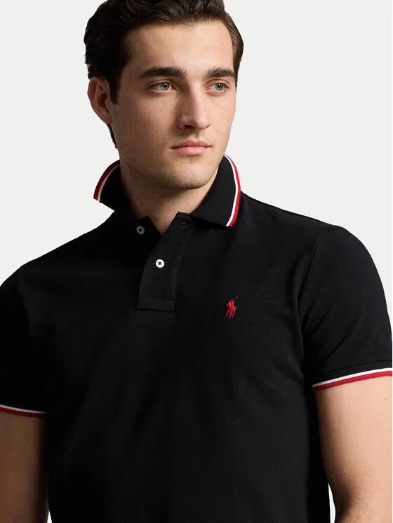Поло slim fit Ssl Polo Ralph Lauren, черный — фото 4