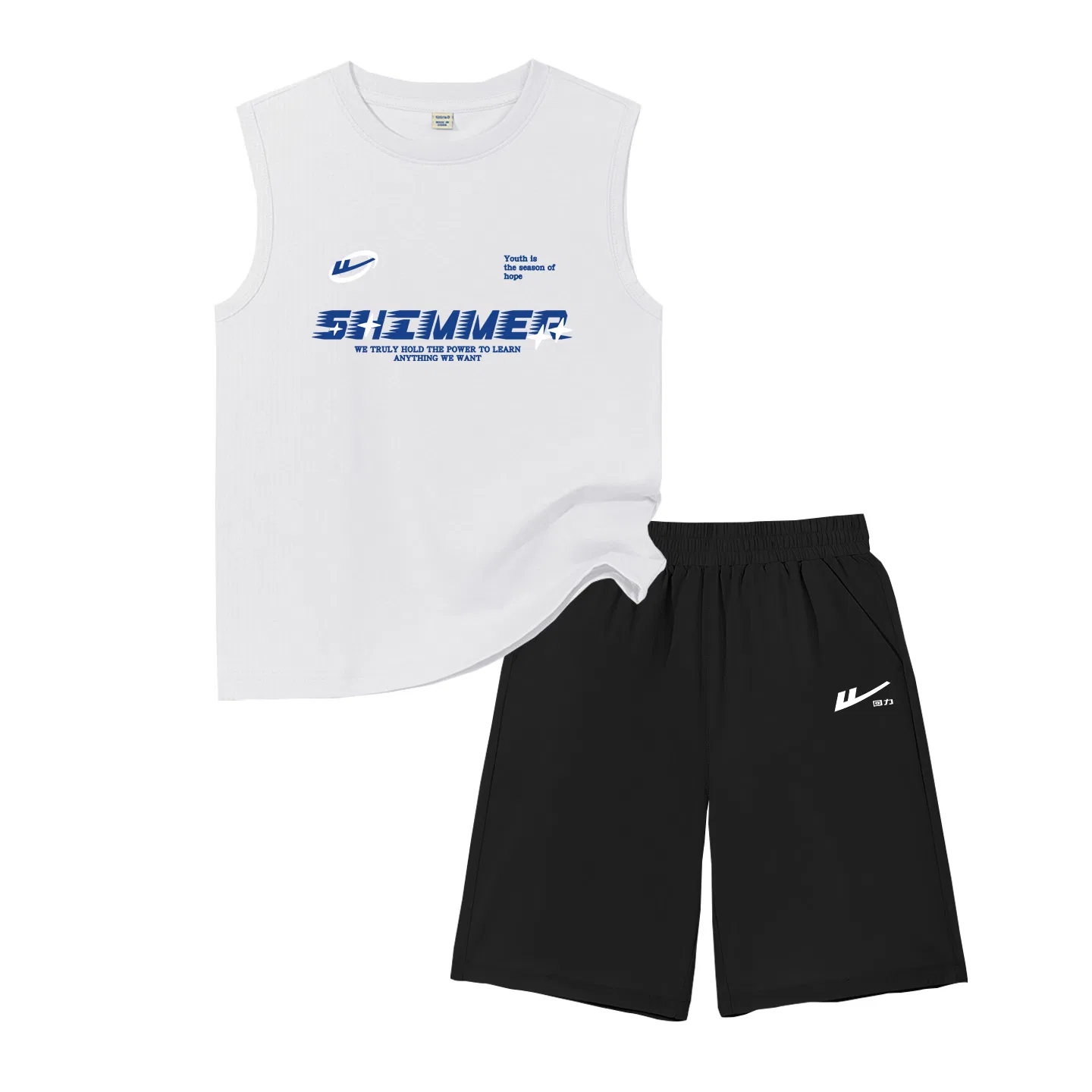 Детский спортивный костюм с круглым вырезом White/H Blue Angle-Black/H White Huili Small K WARRIOR