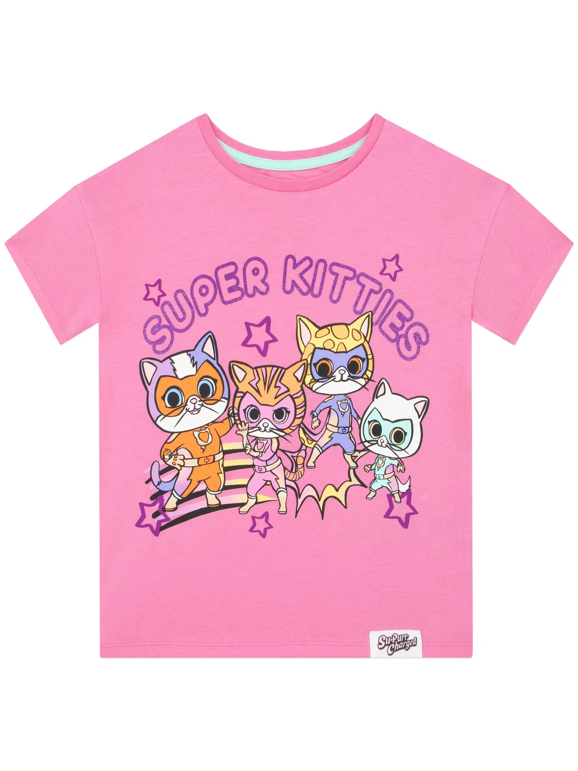 Футболка детская с принтом Super Kitties Character, розовый