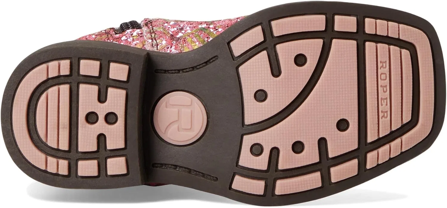 Детские ботинки для девочек с блестками Glitter Aztec Tin Haul, Pink Southwest Glitter Vamp/Brown Shaft — фото 3