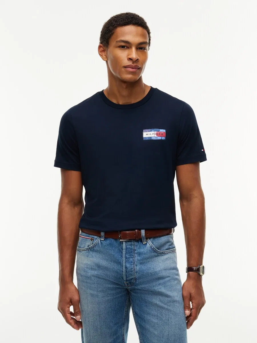 Футболка TOMMY HILFIGER темно-синего и светло-голубого цвета — фото 2
