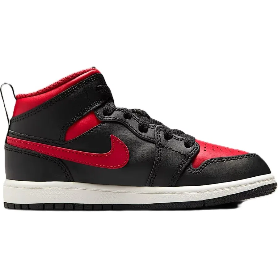 Кроссовки повседневные с кожаным верхом Nike Air Jordan 1 Mid PS, Черно-красный