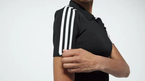 Женская футболка с воротником-стойкой Tech Rib Cali Tee Adidas Originals, черный/белый — фото 2
